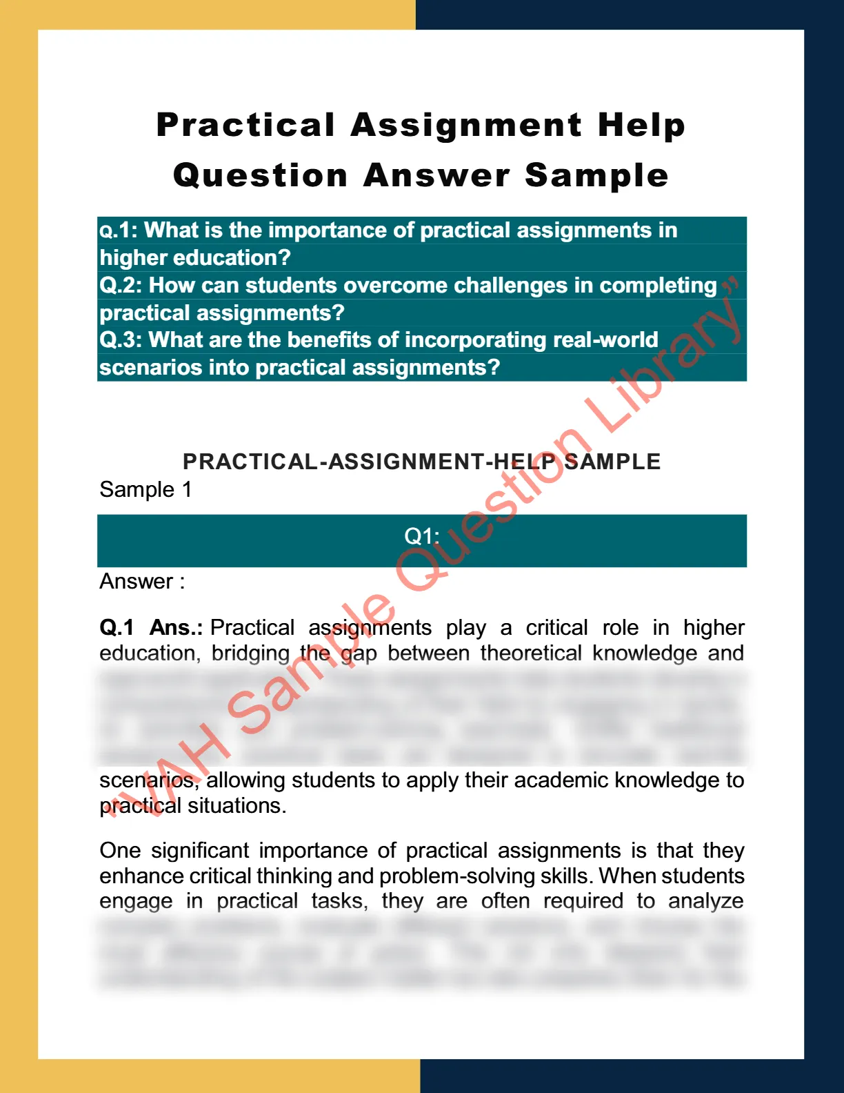 Practical Assignment Help Question Answer Sample 0